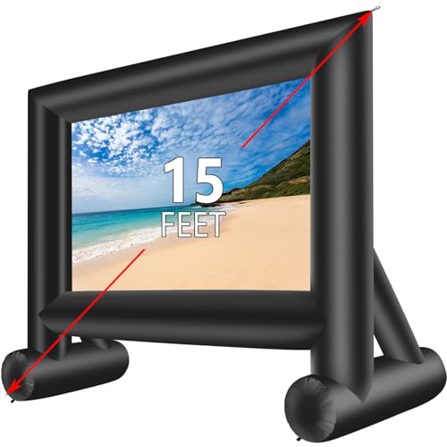 XHYCPY Inflatable Projector Screen 15ft Inflatable Movie Screen Outdoor with Air Blower and Storage Bag, Easy Set up, Front and Rear Projection for Outdoor Movie Night Backyard Pool Fun - size: 15ft