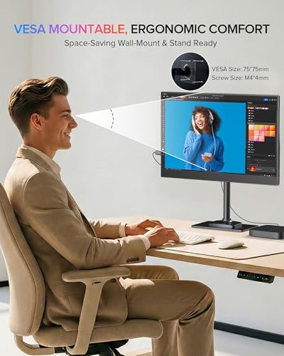 Newsoul Portable Monitor 15.6'' Ultra-Slim Travel Monitor 108%sRGB | 2000:1 Contrast USB C Mini HDMI Plug & Play IPS Monitor Built-in Stand | Speakers External Screen for Laptop Phone Game Console PC - size: 15.6-inch