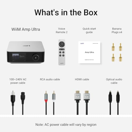 WiiM Amp Ultra Stereo Streaming Amplifier, HDMI ARC & RoomFit, Silver | Upgrade Passive Speakers with 100W/ch at 8Ω, Hi-Res Sound, Touchscreen Control, RoomFit Correction, and Multi-room Audio - color: Silver