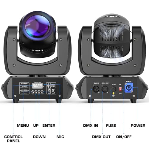 HOLDLAMP 120W LED Moving Head Light, Moving Head DJ Lights with Rotating Gobos (18-Facet Prism) and 8 Colors with DMX and Sound Activated Modes for Wedding Parties Church Band Show Bar (Set of 2) - size: 2PACK