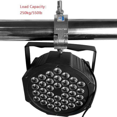 Premium Aluminum Alloy Heavy Duty 550 LB O Clamp for Spot Lights - Fits 42-52mm Tube/Pipe - Stage Lighting - Silver (Pack of 4)
