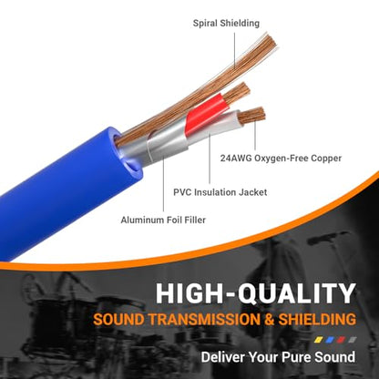 Phenyx Pro 4-Channel 6 ft XLR Microphone Snake Cable PCBL-4IN1-6 | 4-in-1 Color-Coded Design, 3-Pin Male-to-Female XLR, 24 AWG OFC Copper, Mixers, IEM, Mic Systems - size: 6 Feet