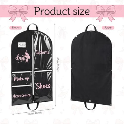 6 Pack Dance Garment Bag 40 Inch Hanging Dance Dress Bag with Clear PVC Pockets Costume Storage Bags Foldable Travel Garment Cover for Girls Ballet Recital Competition Daily Storage