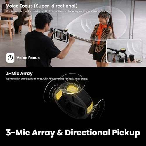 Insta360 Mic Pro (2 TX + 1 RX + Charging Case), Wireless Mini Lavalier Microphone for iPhone/Camera/Android, Video Recording, Vlogging, Bluetooth, Customizable E-Ink Display, 3-Mic Array, 30hrs Use