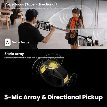 Insta360 Mic Pro (2 TX + 1 RX + Charging Case), Wireless Mini Lavalier Microphone for iPhone/Camera/Android, Video Recording, Vlogging, Bluetooth, Customizable E-Ink Display, 3-Mic Array, 30hrs Use