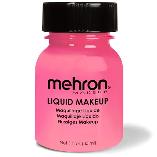 Mehron Makeup Liquid Makeup - PINK, Face & Body Paint | 1 Fl oz Water-Based Face Paint & Body Paint Perfect for Halloween & Cosplay. Air Brush Compatible. Vegan & Made in the USA. - color: Pink