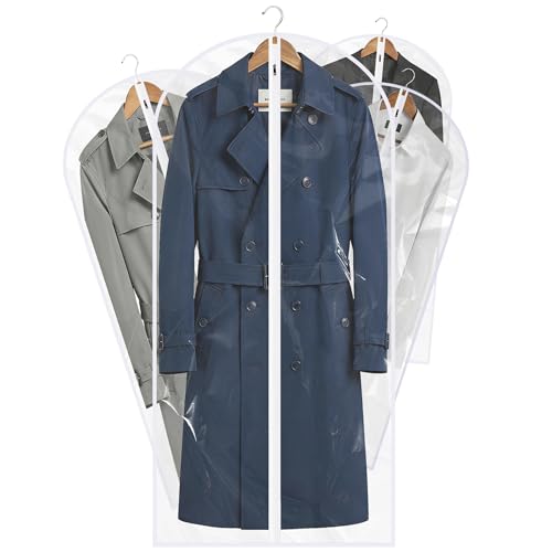All Clear Garment Bags for Travel - 48” PEVA Waterproof Suit Cover with Zipper for Hanging Clothes, long dress - Durable Dresser for Closet Storage, Dustproof & Moisture Resistant - 48”/12 Pack - size: 48" -12 Pack