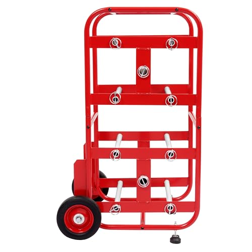15X17X31" Wire Spool Holder Cart, Portable Wire Rack Dispenser with | Wheel, Display & Storage for Electrical Industrial & Retail Use - 10 Rods Red Powder Coated - color: Red