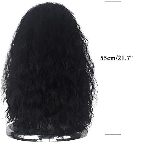 iCos Long Curly Fluffy Black Witch Hair Wig for Halloween Costume - color: Jet black