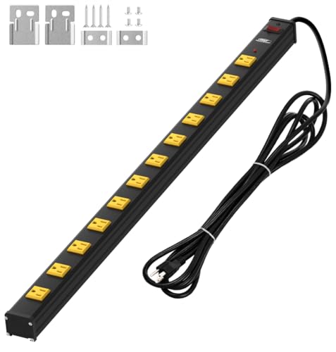 CRST 12-Outlet Long Heavy Duty Power Strip, 2.6'' Wide Spaced,15FT - style: 12 Outlet-15FT