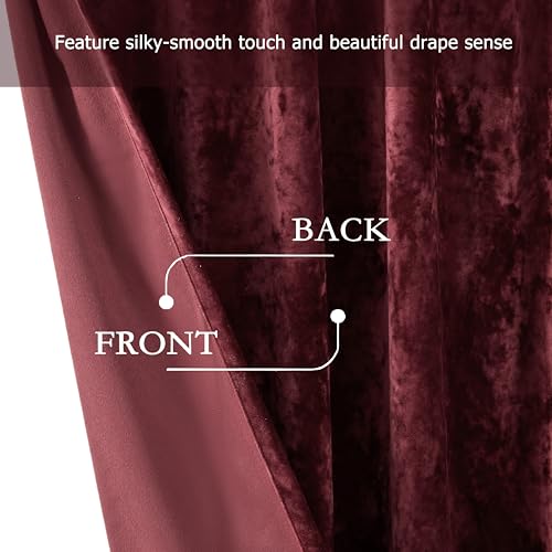 Chezmoi Collection Lux Burgundy Red Crushed Velvet Curtains 2 Panel Set - 84 inches Long Room Darkening Luxury Distressed Velvet Rod Pocket Window Drapes for Living Room Bedroom 50" W x 84" L - color: Burgundy Red