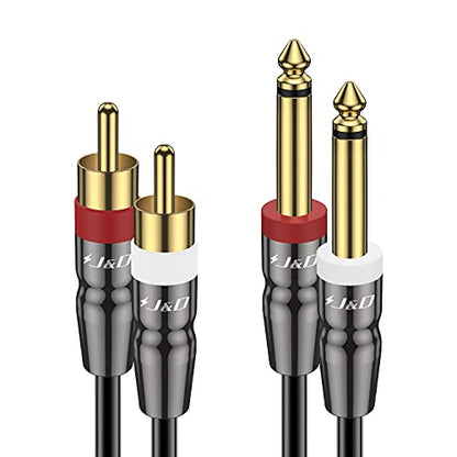 J&D Dual 1/4 inch TS to RCA Cable, 9 feet, Heavy Duty Audio Interconnect, Compatible with AV Receiver, Speaker, Amplifier - size: 9 Feet