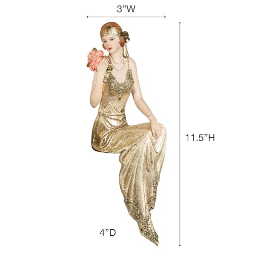 Touch of Class Poised with Style Shelf Sitter - Resin - Glitter - Gold, Blush - Daydreaming Woman - Sitting Lady for Bedroom, Living Room, Desk, Book Shelf, Mantel, Den, Office - color: Gold