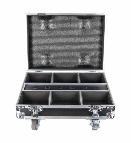 Rockville FLIP CHARGE CASE Charging Travel Road Case For (6) FLIP PAR Lights | Built-in Power Strip, Shockproof Foam, Rolling, Wheels with Brakes, Stackable, Aluminum Frame, Butterfly Locks, Drop-Tested