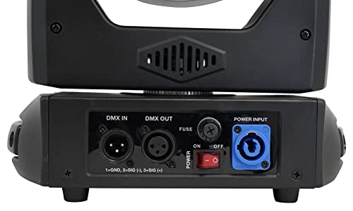 Rockville Rock SPOT 260W DJ Moving Head Light with ROCKFORCE W2 Controller | Wireless DMX, 120W, 5100 Lux, 14 Channels, Prism, 6 Gobos, 7 Colors, Zoom, Sound Activated, 192-Channel 2.4GHz, 2-items