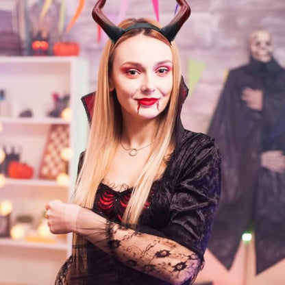 Devil Horns Headband Red Cosplay Horn Hair Hoop Dragon Devil Horns Headband Halloween Dress Up Hair Accessories for Women Girls Halloween Party Costume Accessory