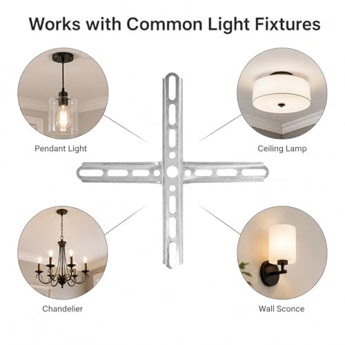 Ceiling Light Mounting Bracket Crossbar Metal Lamp Fixture 7.08In Cross Hanging Board Wall Mount Plate for Canopy Chandelier Light