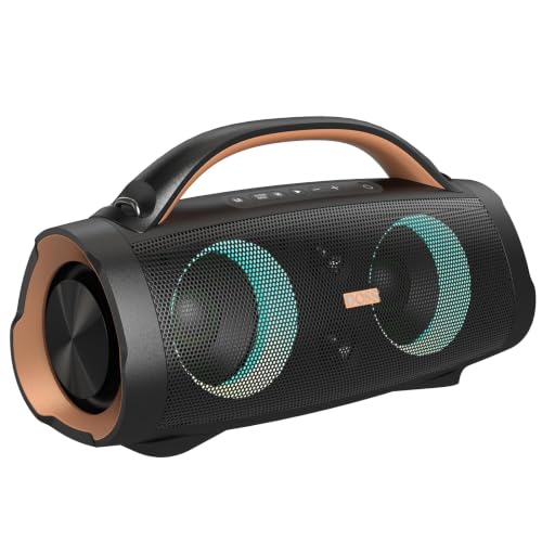 DOSS Extreme Boom+ Loud Bluetooth Speaker with 100W Stereo Sound, Extra Bass, 20H Playtime, Party-Sync Led Lights, Built-in Power Bank, IPX6 Waterproof Outdoor Speaker for Camping, Travel-Copper Gold - color: Gold