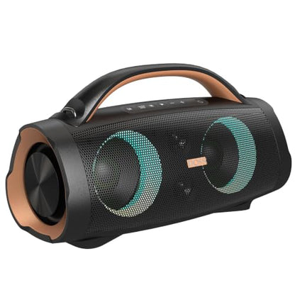 DOSS Extreme Boom+ Loud Bluetooth Speaker with 100W Stereo Sound, Extra Bass, 20H Playtime, Party-Sync Led Lights, Built-in Power Bank, IPX6 Waterproof Outdoor Speaker for Camping, Travel-Copper Gold - color: Gold