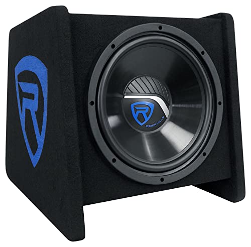 Rockville RV12P 12" 600W Car Audio Subwoofer in Vented Sub Enclosure Box, 4 Ohm, High-Performance Bass, MDF Construction Perfect for Car Audio Systems | 600W Peak / 300W RMS, Polypropylene Cone, Aluminum Voice Coil, Bass Reflex Aero-Port, 15 Degree Angle,