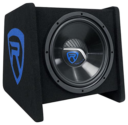 Rockville RV12P 12" 600W Car Audio Subwoofer in Vented Sub Enclosure Box, 4 Ohm, High-Performance Bass, MDF Construction Perfect for Car Audio Systems | 600W Peak / 300W RMS, Polypropylene Cone, Aluminum Voice Coil, Bass Reflex Aero-Port, 15 Degree Angle,