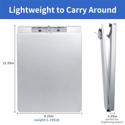 Aluminum Clipboard with Storage, Form Holder Steel Stainless Binder with Metal High Capacity Clip,Heavy Duty Made for Nurses Medical Personnel Jobsite Professionals Stationery Items - size: Letter Size(1 Pack)