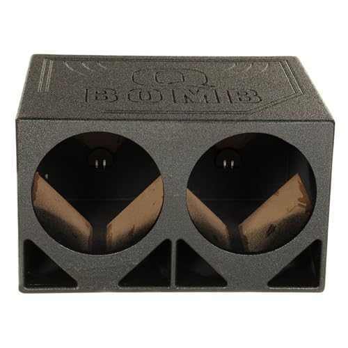 QPower QBOMB12TB-DUAL Dual 12-Inch Triangle Ported Subwoofer Box Enclosure with Durable Bed Liner Spray for Car Audio Systems - style: Triangle Port