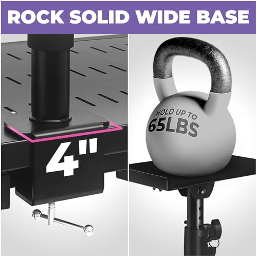 Liquid Stands Studio Monitor Stands - Music Studio Desktop Speaker Stand - 2 Pack 12x9 Clamp-on Adjustable Short or Tall Speaker Support for Music Booth Desk Audio Monitor Stand Mount with Tilt