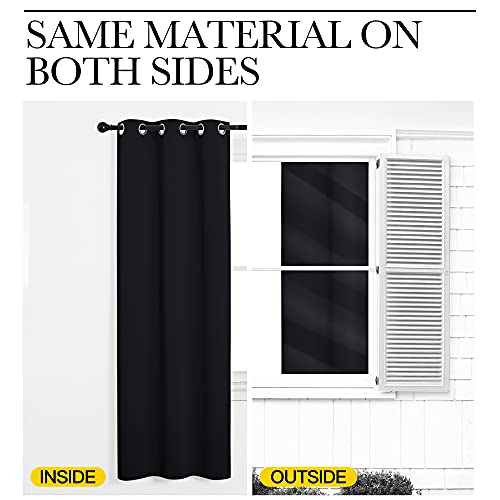 NICETOWN Blackout Draperies Window Curtain Panels, Autumn/Winter Thermal Insulated Solid Grommet Blackout Curtains/Drapes for Cafe (Set of 2, 42 inches by 50 inches, Black) - color: Black, size: 42"W x 50"L (Pack of 2)