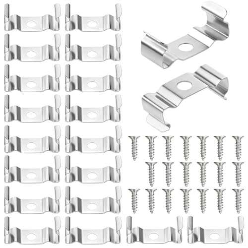 T5 Clips Bracket Hanger for Integrated Tube Light Fixture, 20 Pcs Fluorescent Tube Light Fixture Holder Clamps with Screws for T5 Led Fluorescent Bulbs, Ceiling or Shop Lamp Fixtures Installation