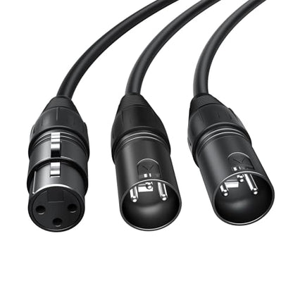 Balanced XLR Splitter Dual XLR Male to 1XLR Female XLR Y-Split Patch Cable | 2XLR to 1XLR 3Pin Microphone Splitter for Studio Preamp,Equzalizer, speaker, Patch Bay, Studio Harmonizer, 1-feet - size: 1 Female XLR to 2 Male XLR, style: 1 Pack