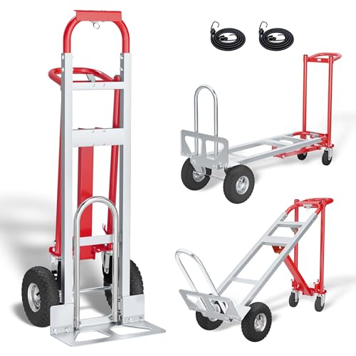 4 in 1 Convertible Hand Truck-1,000lb Heavy-Duty Folding Hand Truck Dolly Cart with Solid Wheel, 1000LBS Heavy Duty Steel Dolly for Logistics, Warehouse, Home, Office Moving, Delivery - size: 4 Wheels with 1000 lbs capacity(steel)
