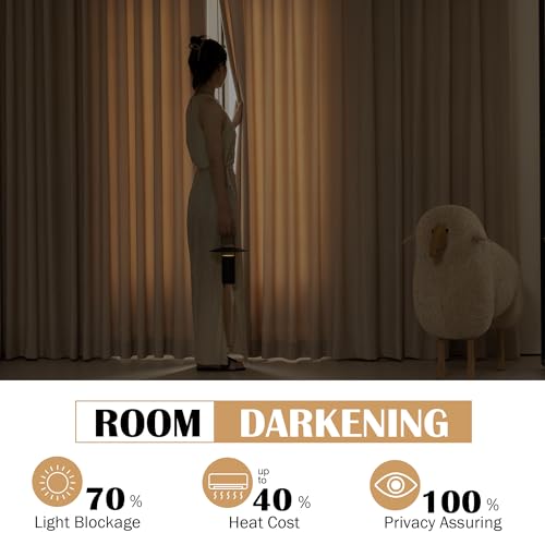 Beauoop Beige Velvet Curtains for Bedroom Living Room 52x108 2 Panels - color: Beige, size: 52"W x 108"L (Pack of 2)