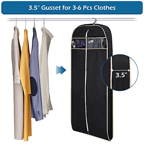 MISSLO 50" Gusseted Travel Garment Bag with Clear Zipper Pouch Breathable Dress Storage Garment Cover for Hanging Full Length Coat, Long Jacket, Suit with Tails - size: 50 inch