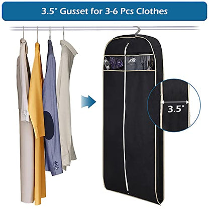 MISSLO 50" Gusseted Travel Garment Bag with Clear Zipper Pouch Breathable Dress Storage Garment Cover for Hanging Full Length Coat, Long Jacket, Suit with Tails - size: 50 inch