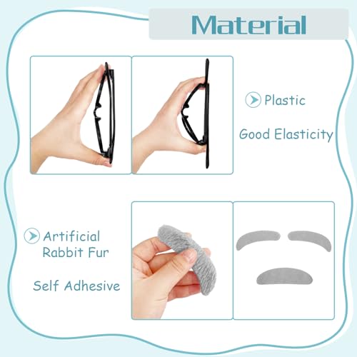 Rrshnsgv 6 PCS Old Man Mad Scientist Wig Set, Crazy Physicist Costume, Dressing Up Grandpa for Kids 100th Day of School, Cosplay Party With Eyebrows, Mustache, Glasses - color: Style-b