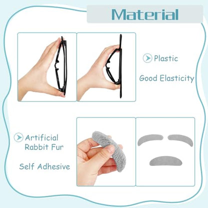 Rrshnsgv 6 PCS Old Man Mad Scientist Wig Set, Crazy Physicist Costume, Dressing Up Grandpa for Kids 100th Day of School, Cosplay Party With Eyebrows, Mustache, Glasses - color: Style-b