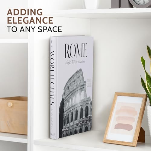 Rome Decorative Books for Coffee Table - Designer Faux/Fake Books for Decoration - Enhance Your Coffee Table, Mantle & Bookshelf Decor - Book Decor Aesthetic Collection - Real Blank Pages Inside - style: Rome