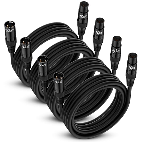 XLR Microphone Cable 10FT 4 Pack, Gold-Plated 3 Pin XLR Male to Female Balanced Mic Audio Cord, AL & OFC Dual Shielded Patch Cable for Speaker, Podcast, Mixer, Amplifier, Recording - size: 10FT