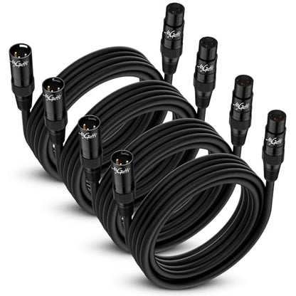 XLR Microphone Cable 10FT 4 Pack, Gold-Plated 3 Pin XLR Male to Female Balanced Mic Audio Cord, AL & OFC Dual Shielded Patch Cable for Speaker, Podcast, Mixer, Amplifier, Recording - size: 10FT