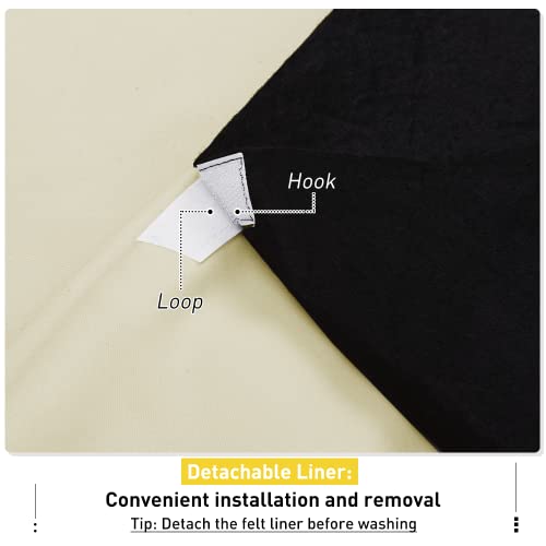 NICETOWN Sound Barrier 100% Blackout Divider Curtains 84", Noise, Heat and Cold Blocking Drapes with Felt Fabric Lining for Noise Reducing/Nursery/Daytime Sleep/Bedroom (Beige, 2 PCs, 52" Wide) - color: Beige, size: 52"W x 84"L (Pack of 2)