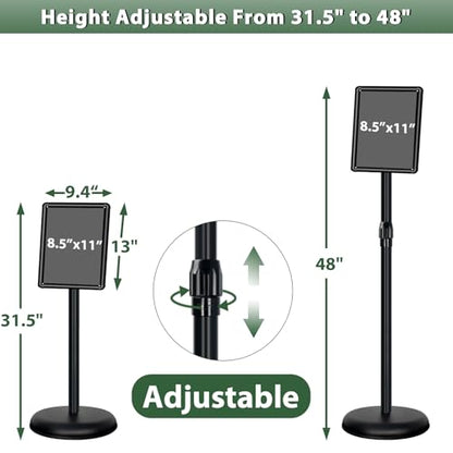 2 Pack Pedestal Sign Holder, 8.5 x 11" Floor Standing Display Stand, Black - color: Black, size: 8.5x11in-2p