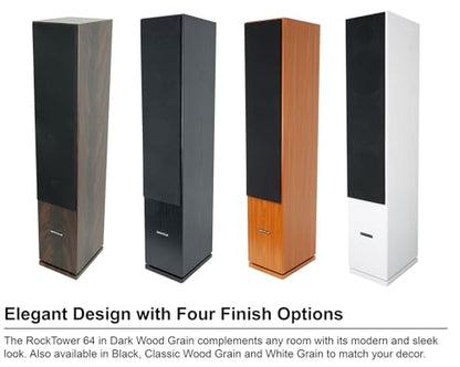 Rockville RockTower 64D 400W Peak Tower Speaker Passive 4 Ohm, Dual 6.5" Woofers, Rich Bass, Sleek Dark Wood Design, for Home Audio Enthusiasts - color: Dark Wood
