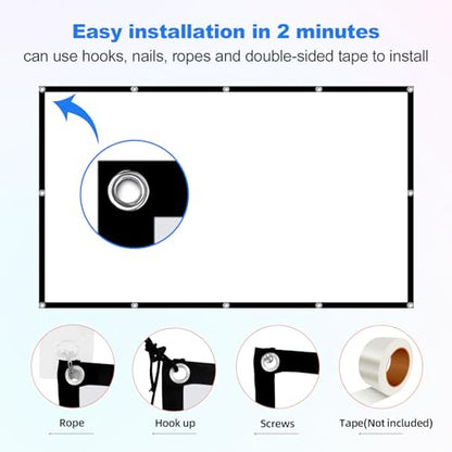 Projector Screen 180 inch,Portable Large Movie Projector Screen 16:9 HD Indoor Outdoor Double Sided Rear Projection Screen Video for Home, Party, Office, Classroom - size: 180 inch