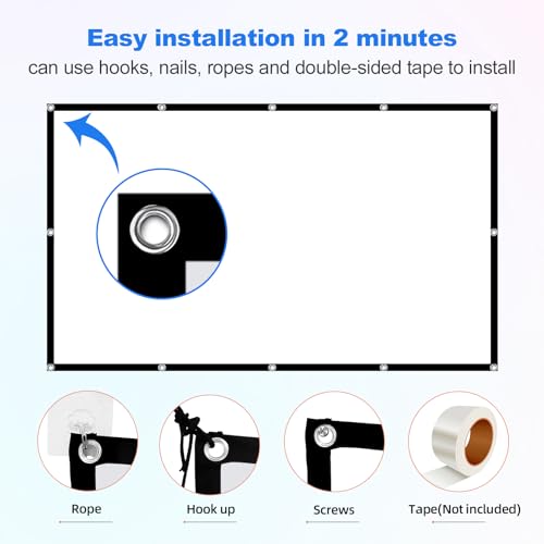 Projector Screen 150 inch，Portable Movie Projector Screen 16:9 HD Indoor Outdoor Double Sided Rear Projection Screen Video for Home, Party, Office, Classroom - size: 150 inch