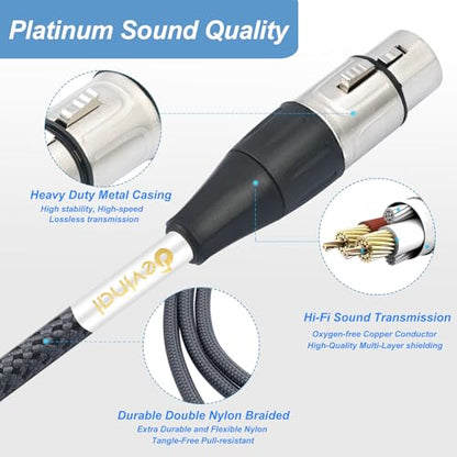 XLR Splitter Cable, Devianl XLR y Splitter 2 Female to 1 Male, Balanced Dual Female to Male Microphone Cord Adapter Combiner, 5 FT - color: 5FT/ 1 Pack