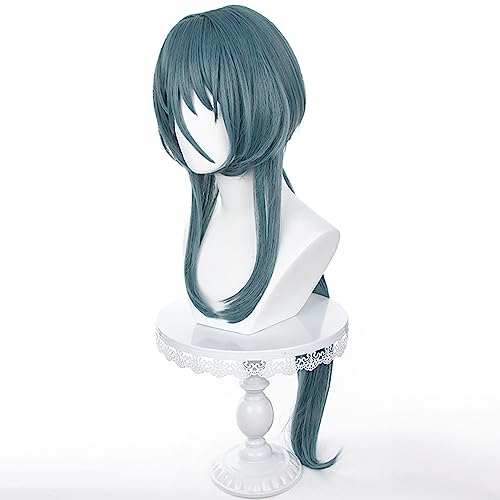 Anime Prussian Blue wigs with Bangs Women Long Straight Hair with Ponytail Game Cosplay wigs Halloween,Christmas,Comic con,Theme Party,Game Show - color: Green