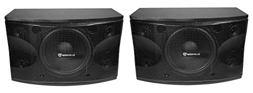 Rockville KPS12 12" 3-Way Karaoke Speaker Pair Bundle with RVCS2 Stands | 1600W Peak / 400W RMS Each, 8 Ohm, 2 Crank-Up Stands with Carry Bags, 2 RVSSA1 Pole Adapters, Wall Brackets, DJ PA, 6-Items