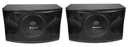 Rockville KPS12 12" 3-Way Karaoke Speaker Pair Bundle with RVCS2 Stands | 1600W Peak / 400W RMS Each, 8 Ohm, 2 Crank-Up Stands with Carry Bags, 2 RVSSA1 Pole Adapters, Wall Brackets, DJ PA, 6-Items