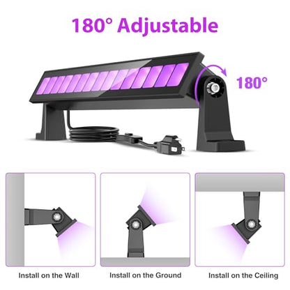 45W LED Black Light Bar,Black Lights for Glow Party,Waterproof Blacklight with Plug & Switch, Halloween Light for Glow in the Dark Party Supplies,Bedroom,Body Paint,Stage Lighting,4 Pack
